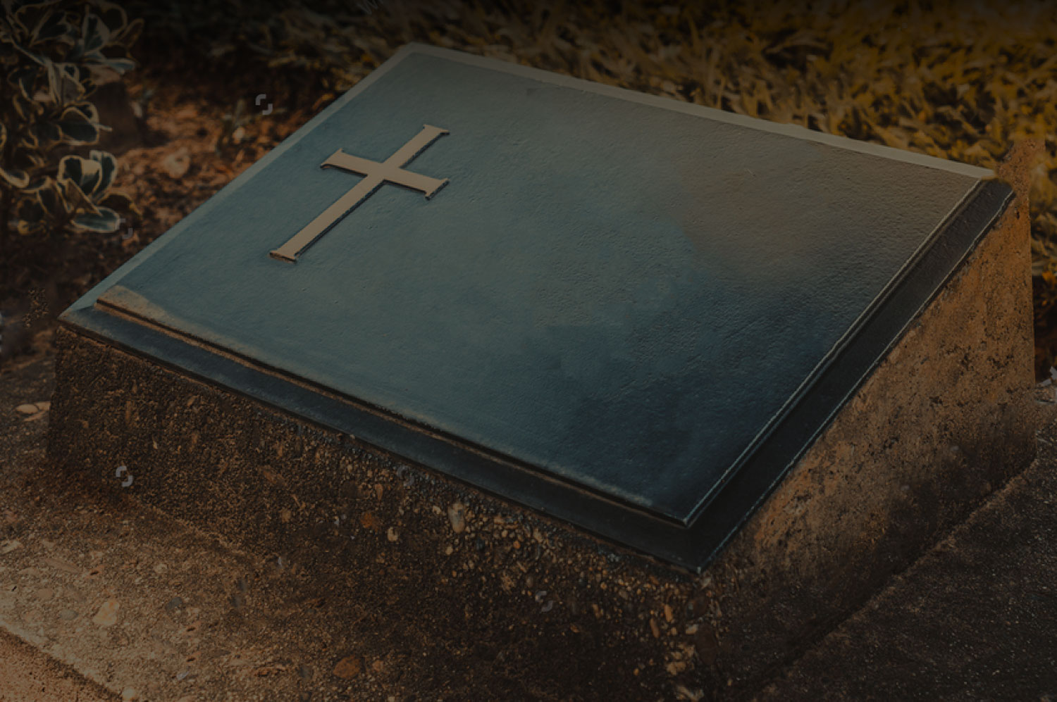 A blue book with a cross on it.